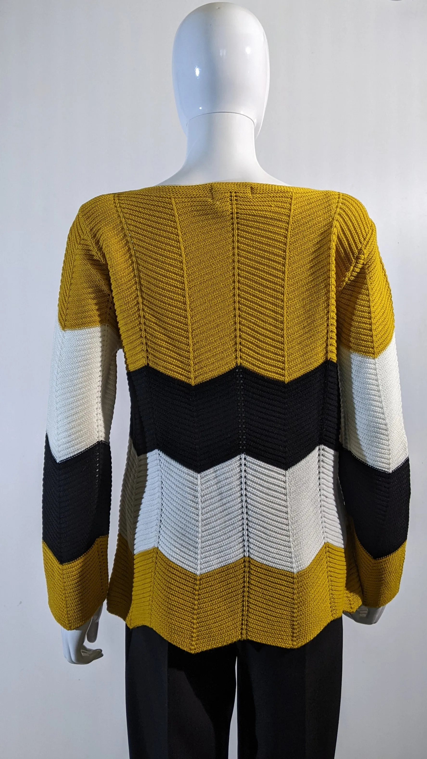 Mustard Colour Block Design Knitted Jumper
