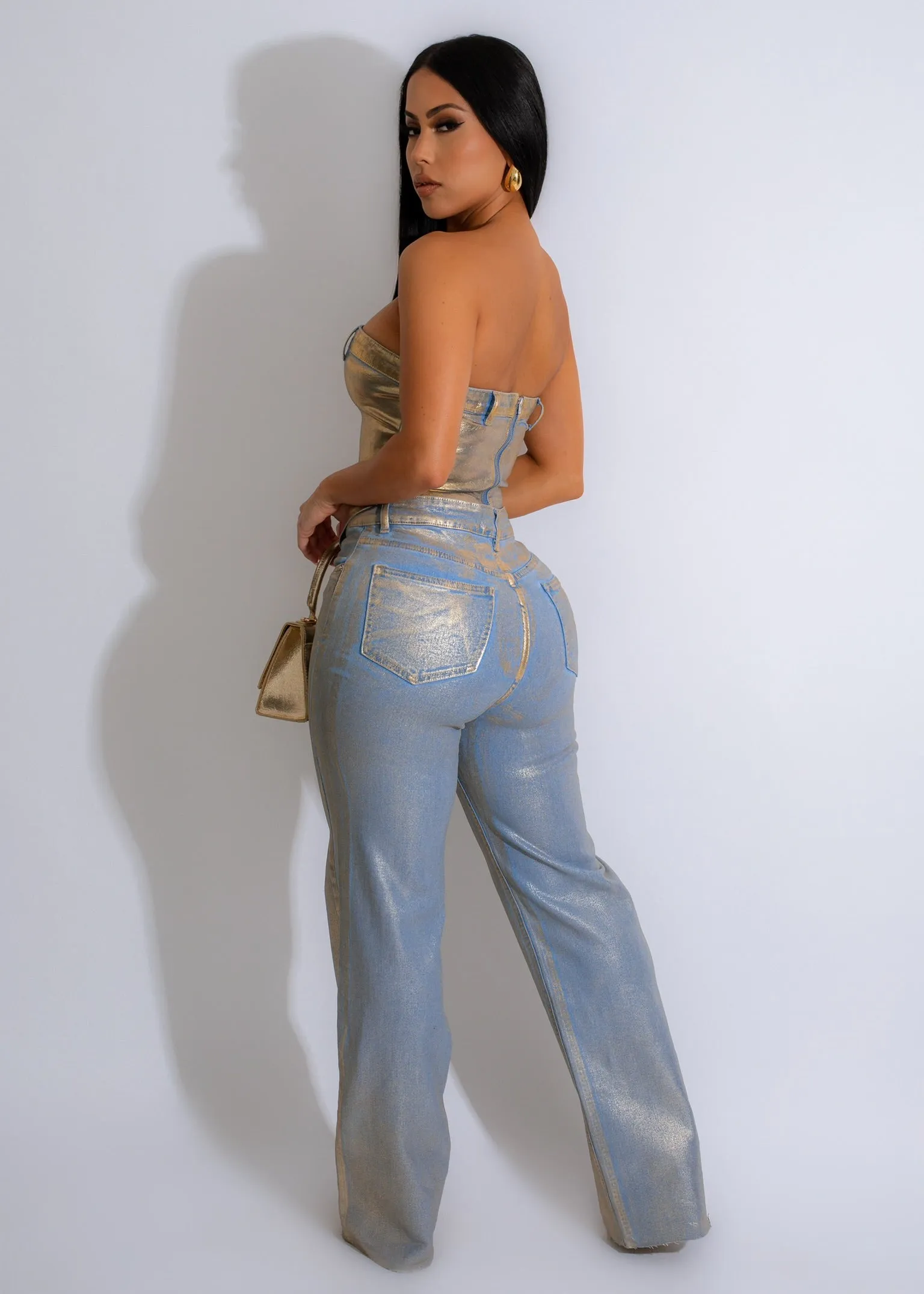 My Moment  Metallic Crop Top Gold