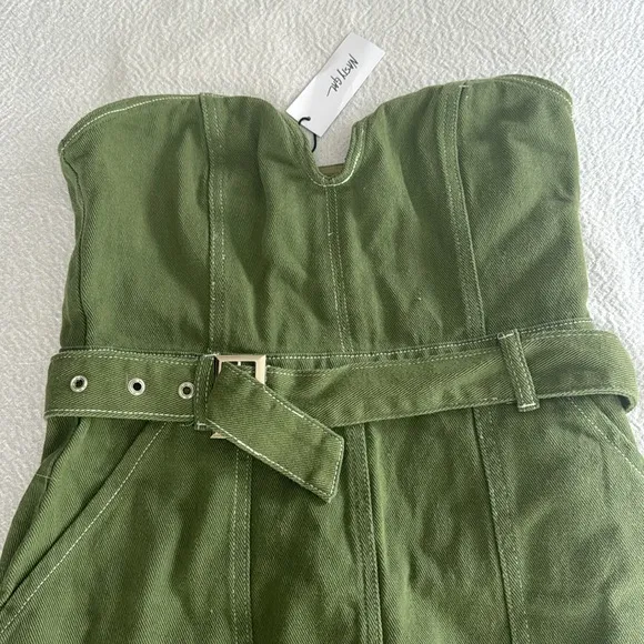 Nasty Gal Twill Bandeau Mini Dress, BRAND NEW, Size 6, $88