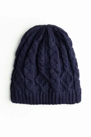 Navy Cable Knit Beanie