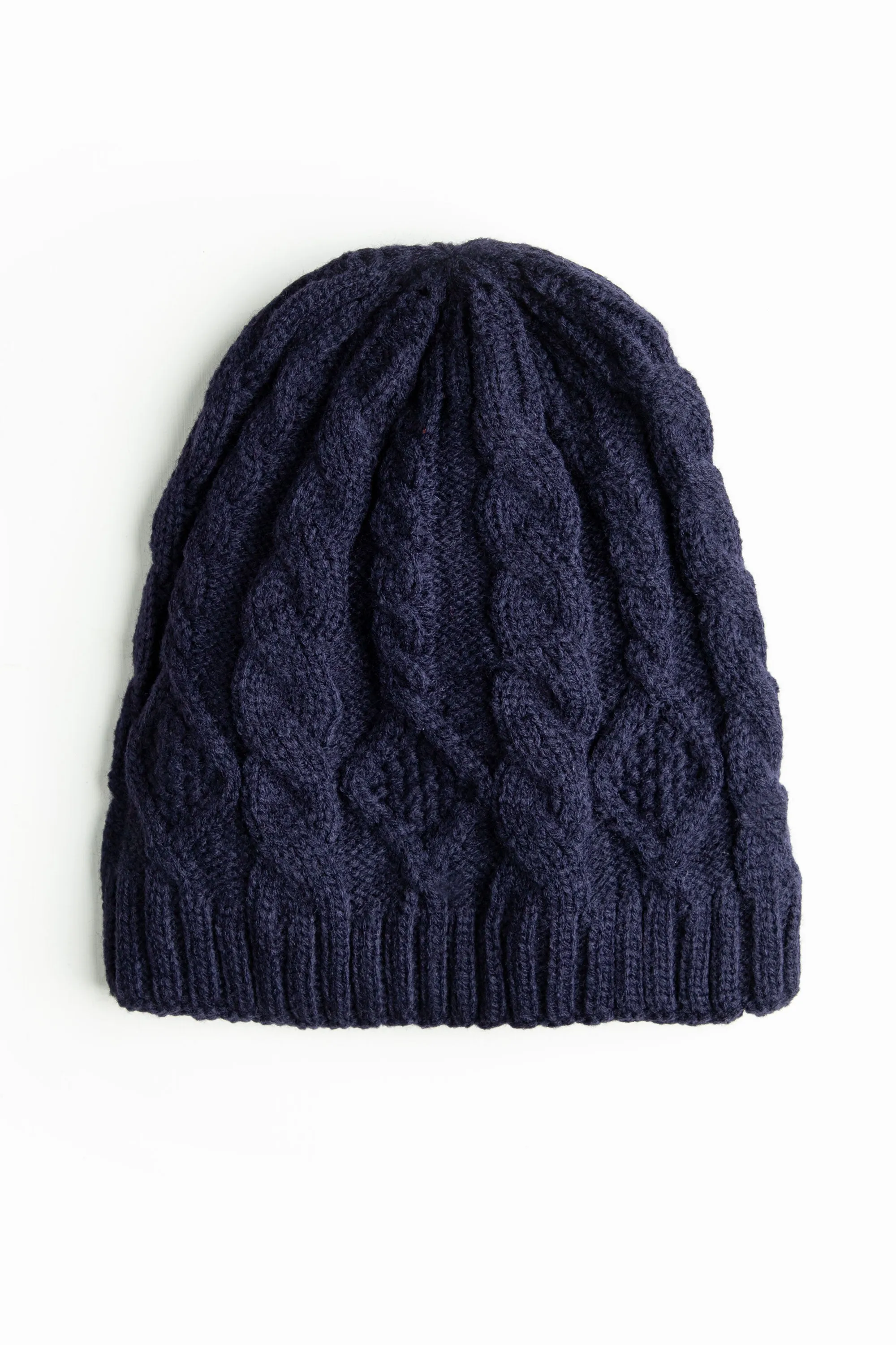 Navy Cable Knit Beanie