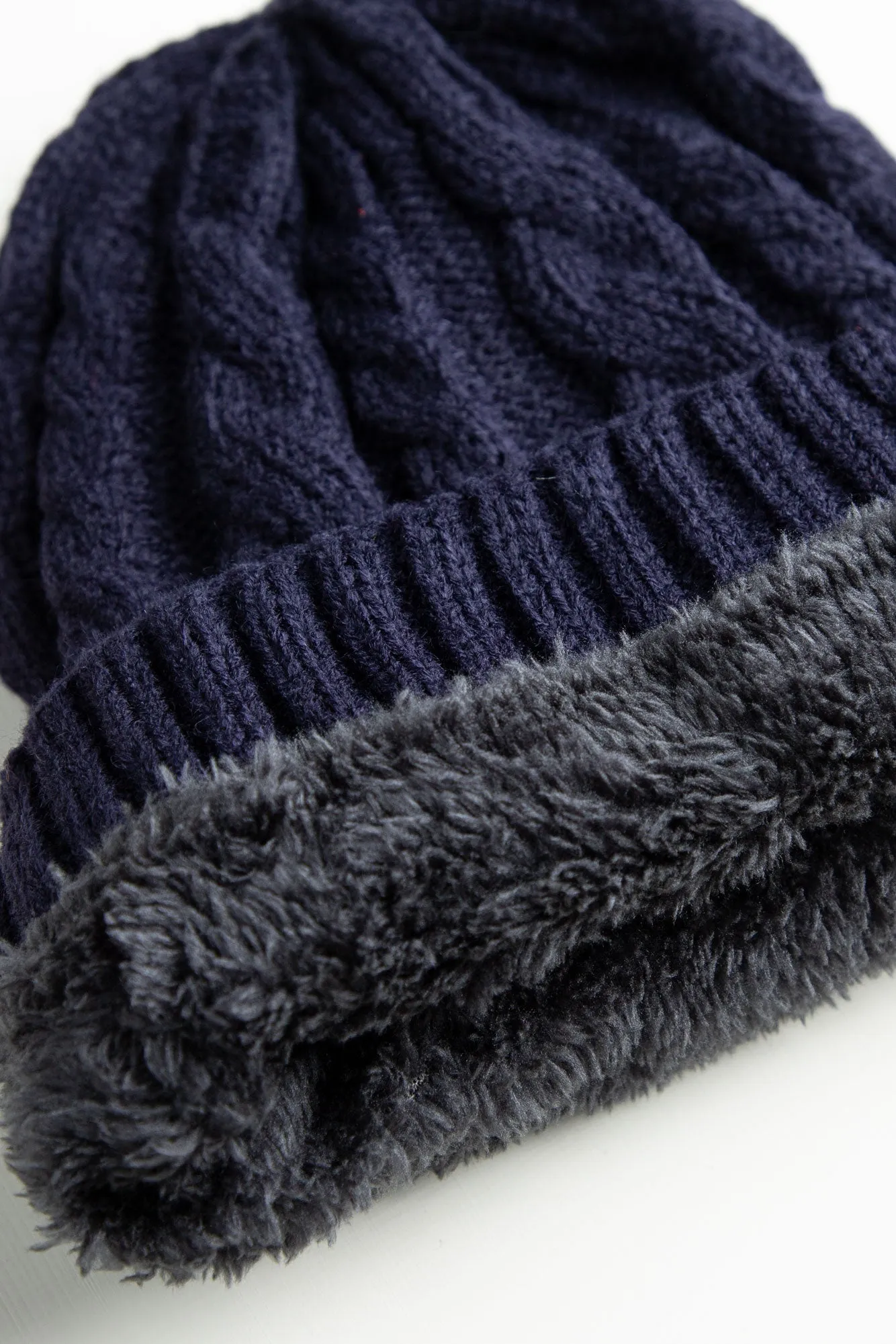 Navy Cable Knit Beanie
