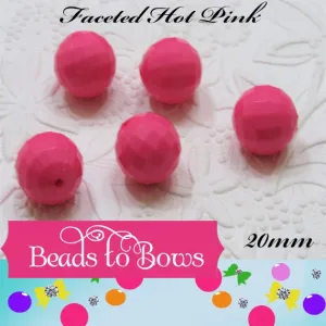 NEW 20 Faceted Hot Pink Disco Bubblegum Bead, Chunky Beads, Chunky Round Acrylic Beads, Chunky Bead Supply, Bubblegum Necklace Supply Beads