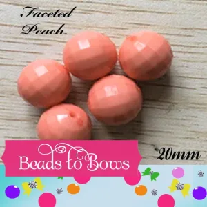 NEW 20mm Faceted Peach Disco Bubblegum Beads, Chunky Gumball Beads, Chunky Round Acrylic Beads, Chunky Bead Supply, Bubblegum Beadss