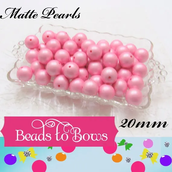 NEW 20mm Matte Pink Pearls,  Bubblegum Beads, Chunky Gumball Beads,  Matte Pearls, Acrylic  Beads, Chunky Pearl
