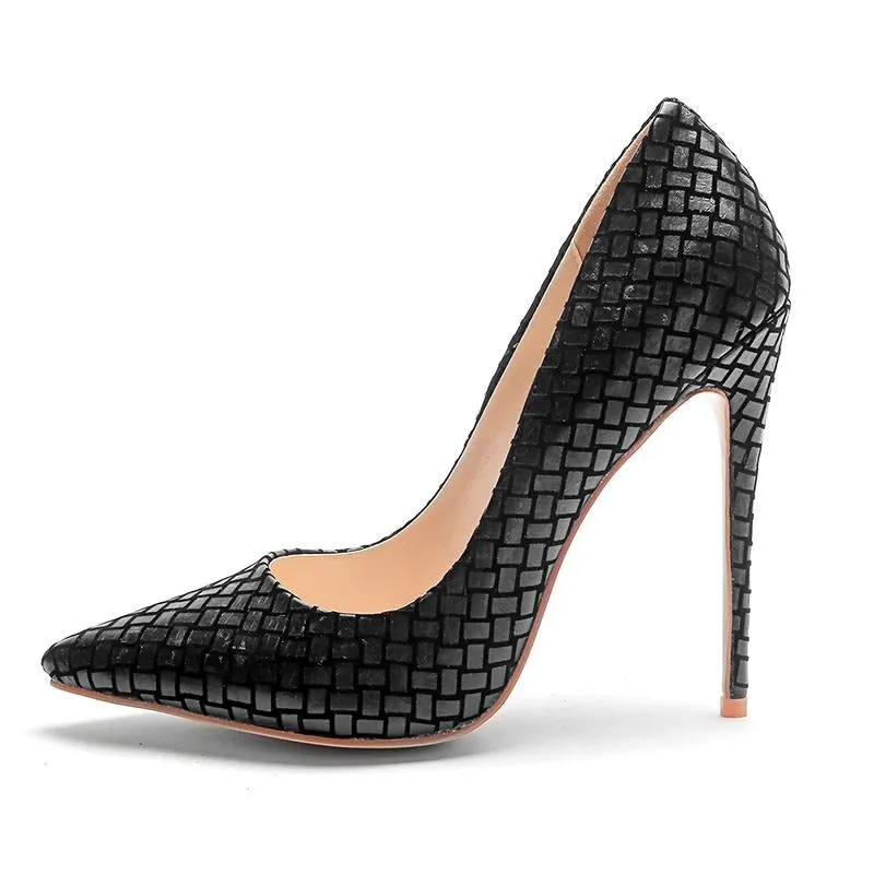 New Thin High Heels Women Pumps Autumn Pointed Toe Shallow Printing Shoes Fashion Footwear Party Ladies Shoes Big Size