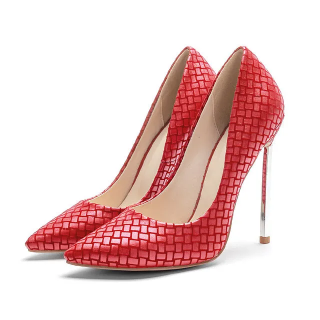 New Thin High Heels Women Pumps Autumn Pointed Toe Shallow Printing Shoes Fashion Footwear Party Ladies Shoes Big Size