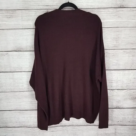 NEW Topshop 14 V-neck Pullover Sweater Ribbed knit Dark Burgundy Wine