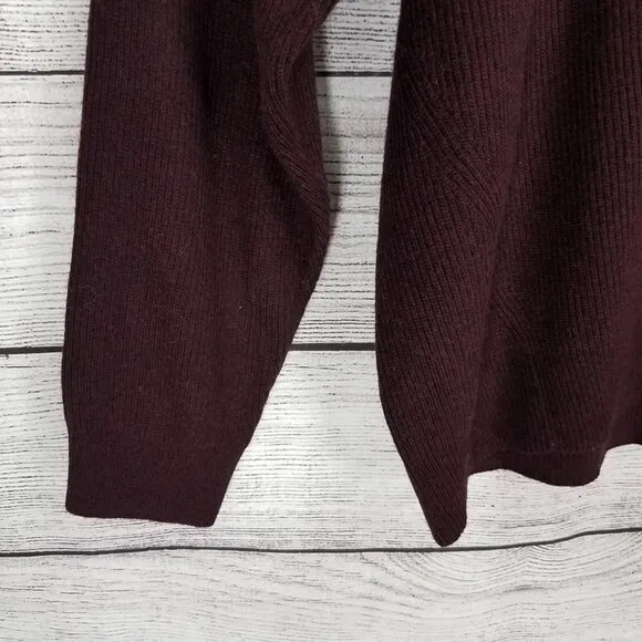 NEW Topshop 14 V-neck Pullover Sweater Ribbed knit Dark Burgundy Wine