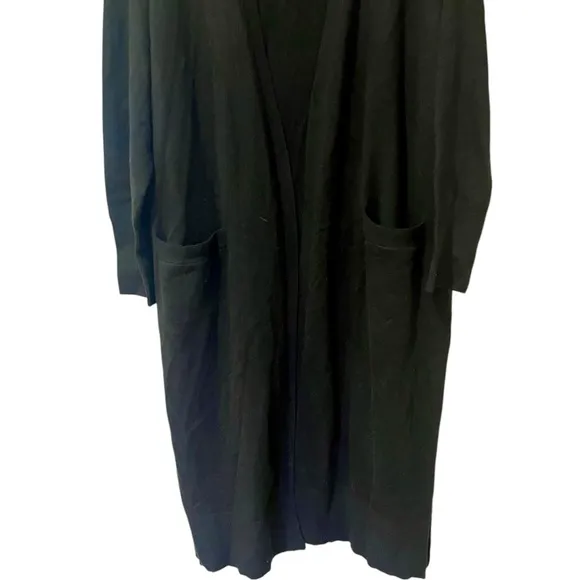 Nordstrom Everyday Long Open Front Belted Cardigan in Black (XXL)