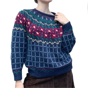 Northern Isles Vintage Hand Embroidered Chunky Knit Sweater Size 8