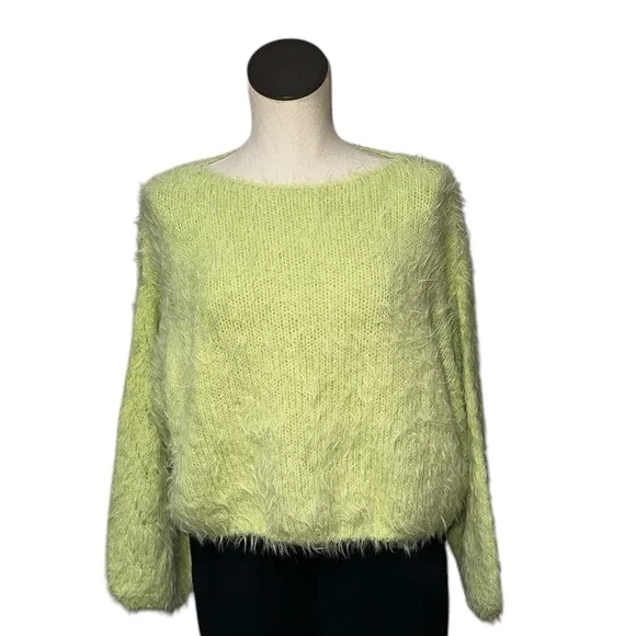 NWOT FREE PEOPLE Flurry Sweater LIME GREEN MEDIUM  Wool Blend