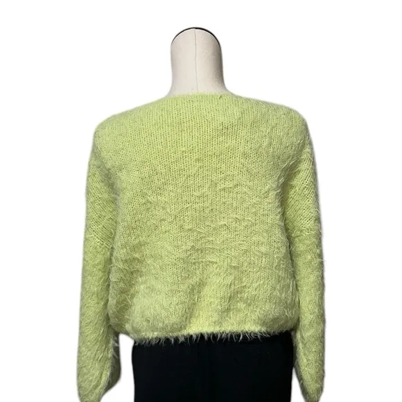 NWOT FREE PEOPLE Flurry Sweater LIME GREEN MEDIUM  Wool Blend