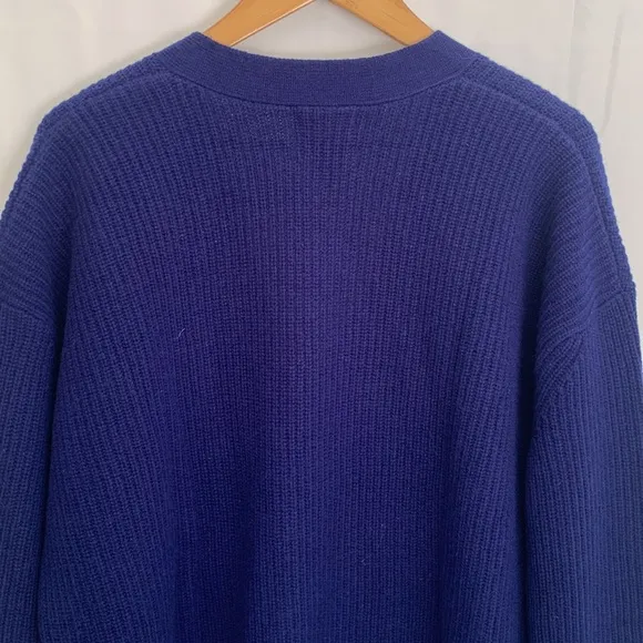 NWT Electric &amp; Rose Blue Ribbed Knit Oversized Cardigan Sweater Wool Cashmere XS
