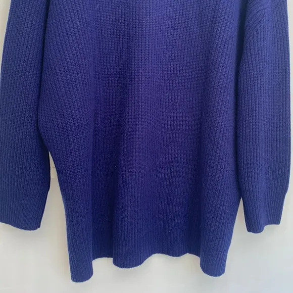 NWT Electric &amp; Rose Blue Ribbed Knit Oversized Cardigan Sweater Wool Cashmere XS