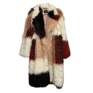 NY &amp; Co Colorful Patchwork Faux Fur Coat Extra Cozy