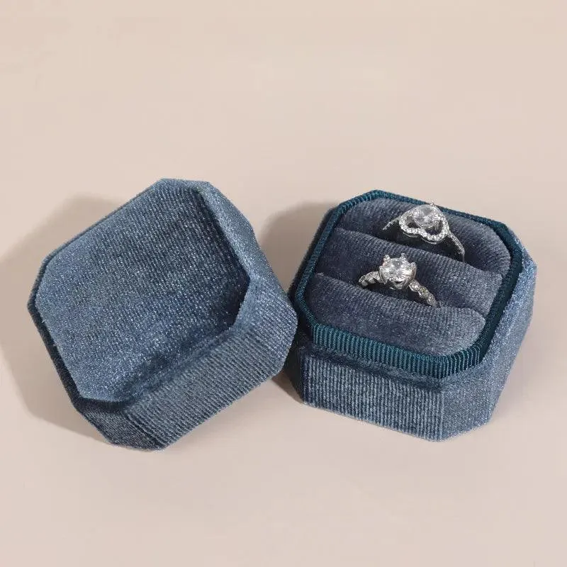 Octagon Velvet Stylish Engagement Ring Box