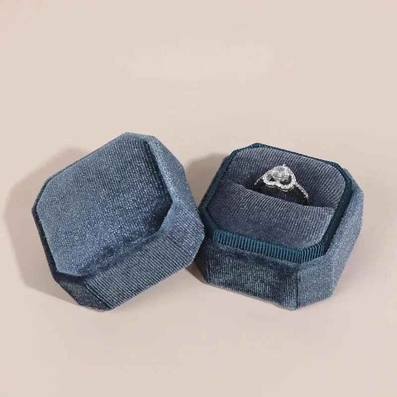 Octagon Velvet Stylish Engagement Ring Box
