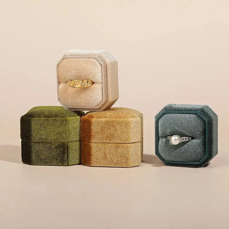 Octagon Velvet Stylish Engagement Ring Box