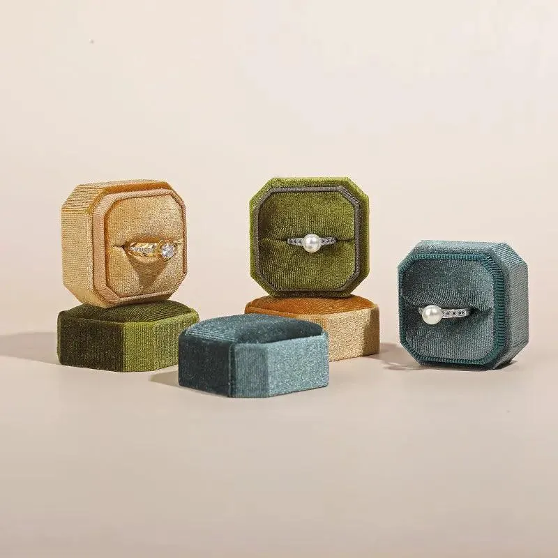 Octagon Velvet Stylish Engagement Ring Box