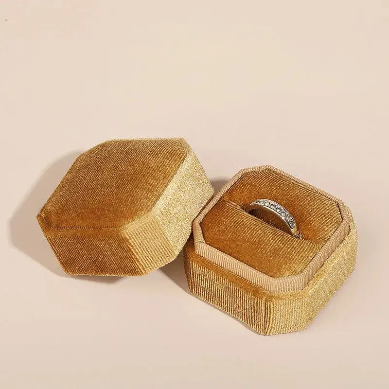 Octagon Velvet Stylish Engagement Ring Box