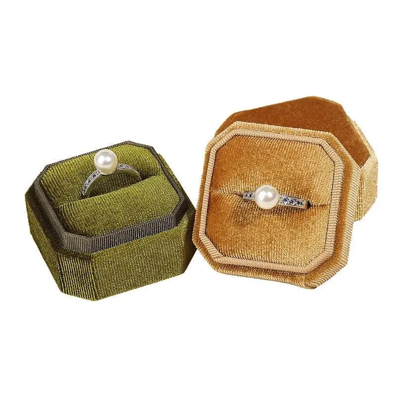 Octagon Velvet Stylish Engagement Ring Box