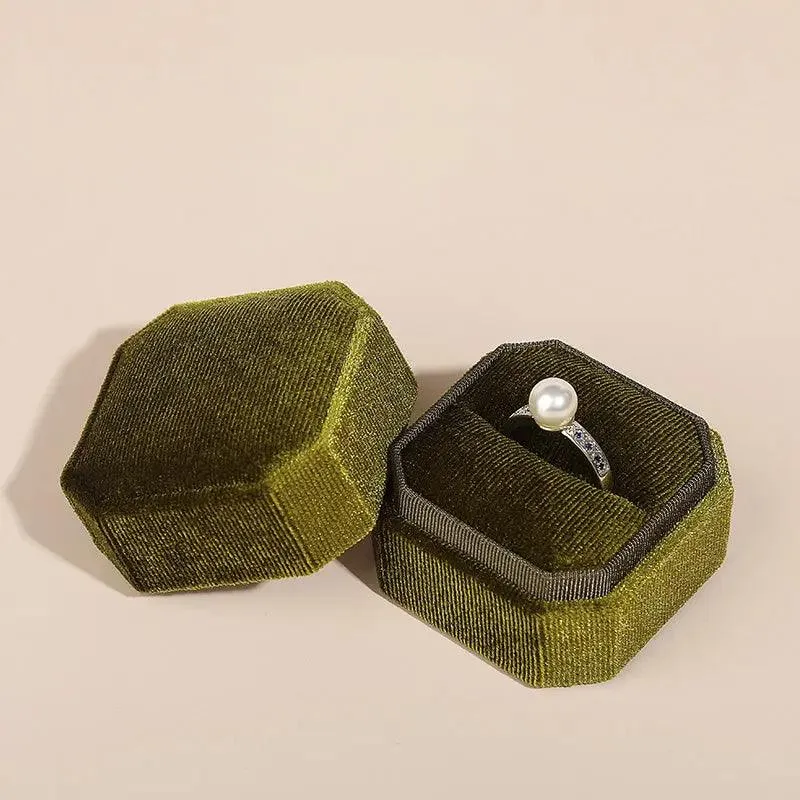 Octagon Velvet Stylish Engagement Ring Box