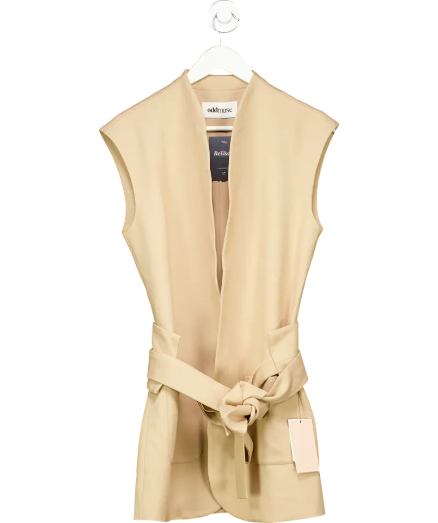 Odd Muse Beige The Ultimate Muse Sleeveless Dress With Additional Belts UK XS