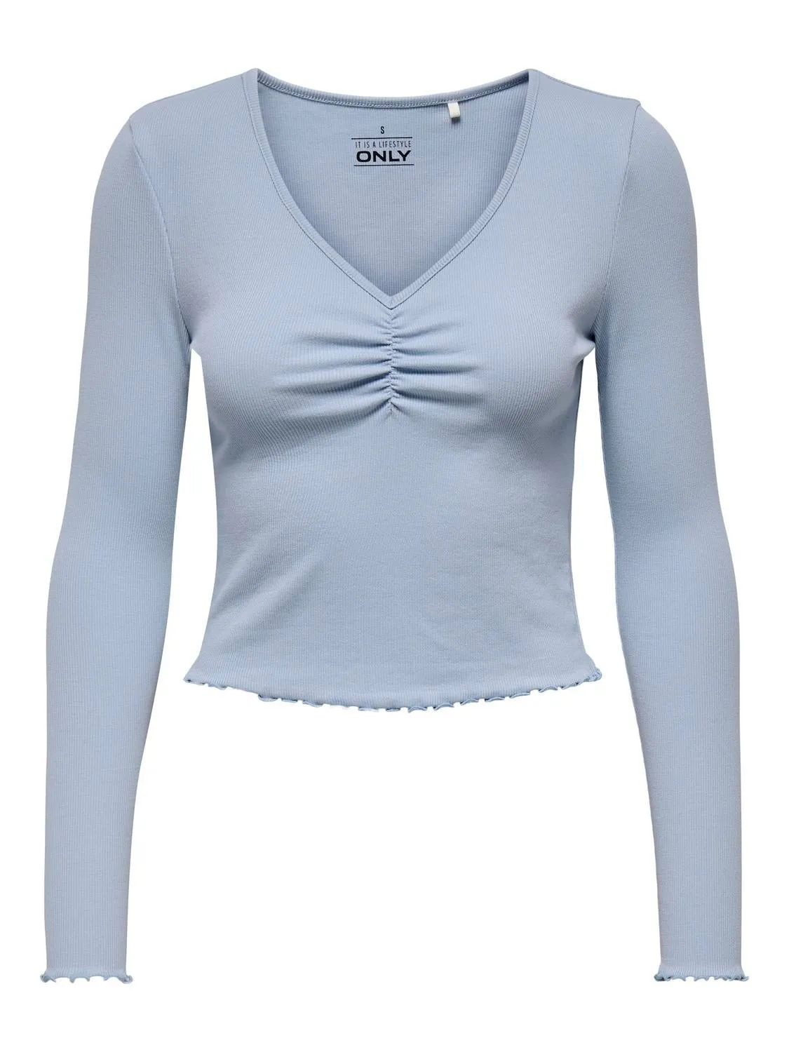 ONLY Betty Long Sleeve Ruched V-Neck Top