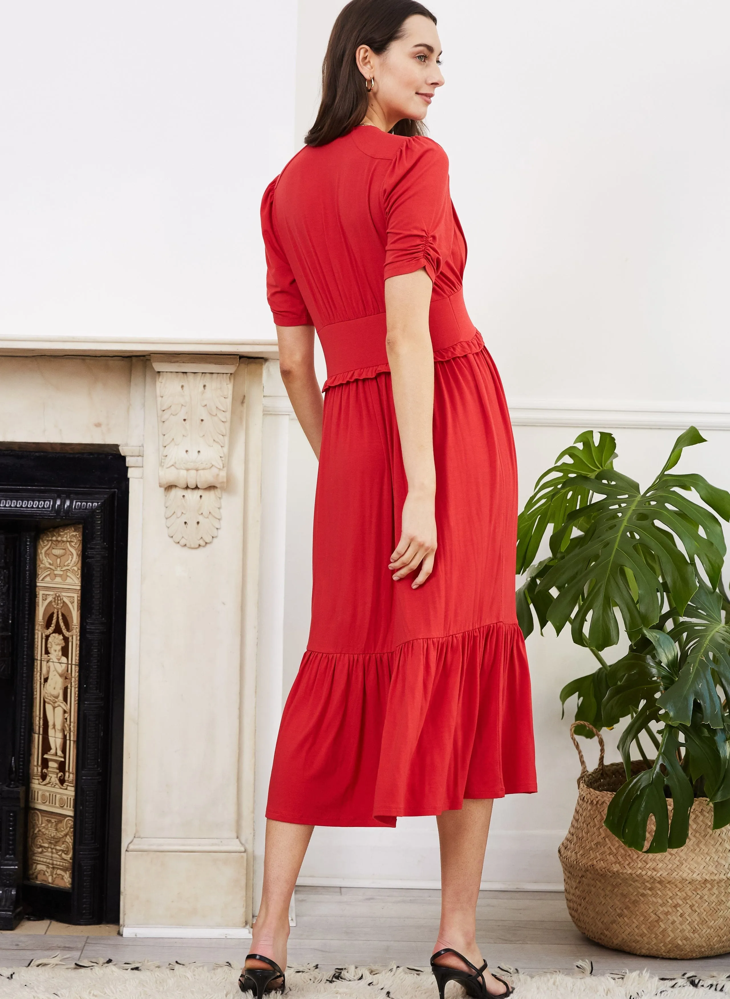 Ottilie LENZING™ ECOVERO™ Jersey Midi Dress | Strawberry Red