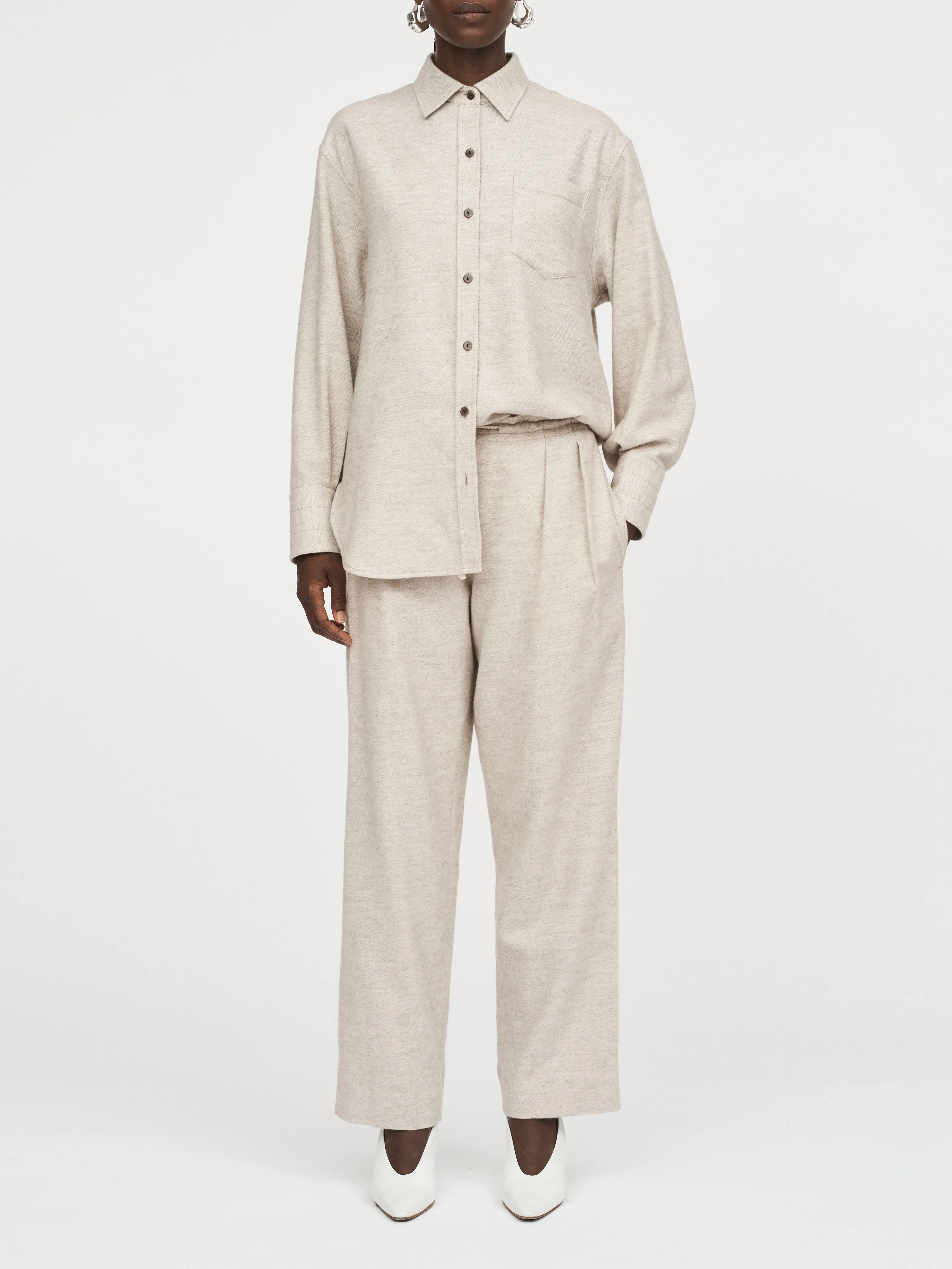 Oversized Tunic Shirt in Oatmeal