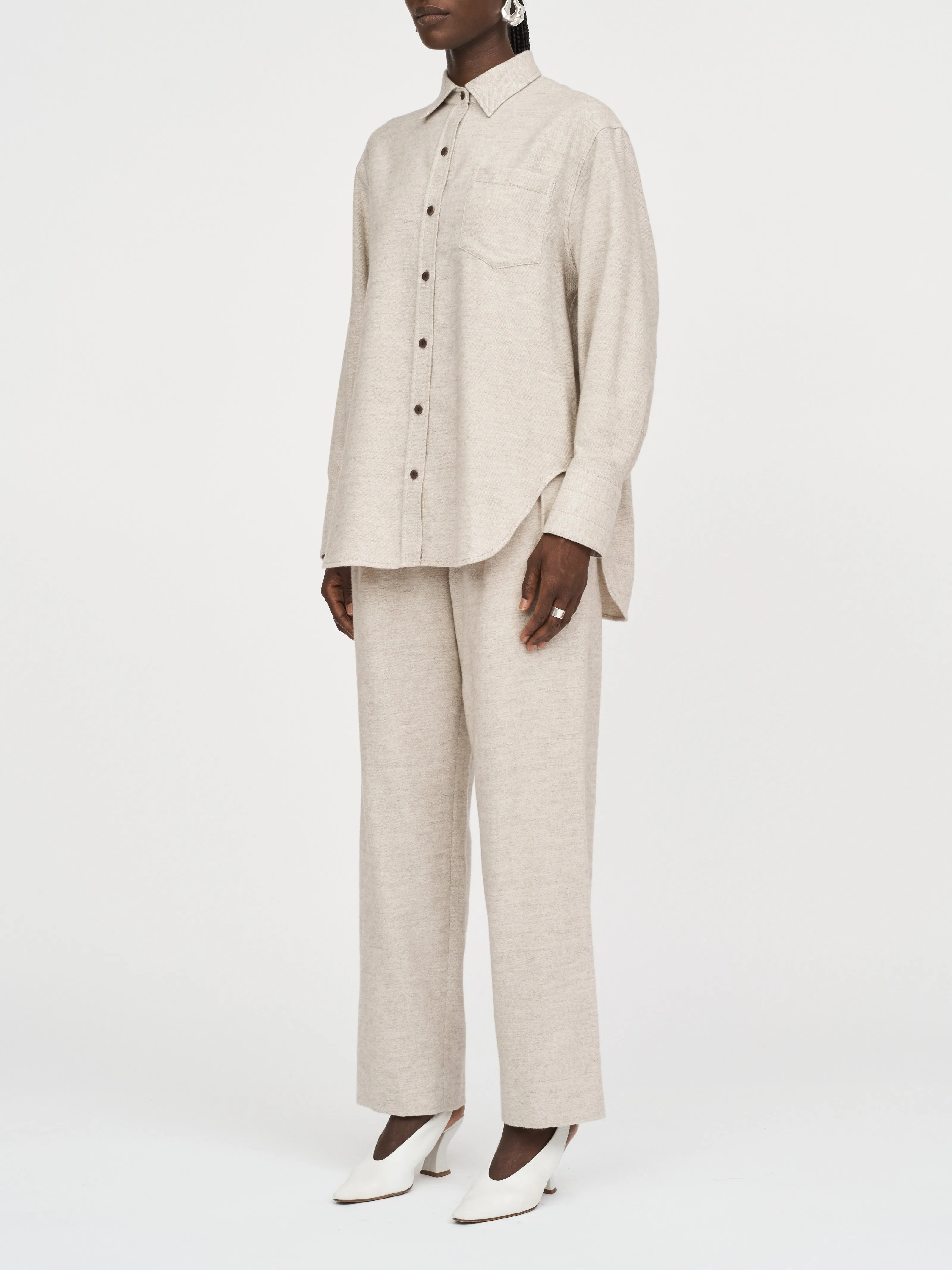 Oversized Tunic Shirt in Oatmeal