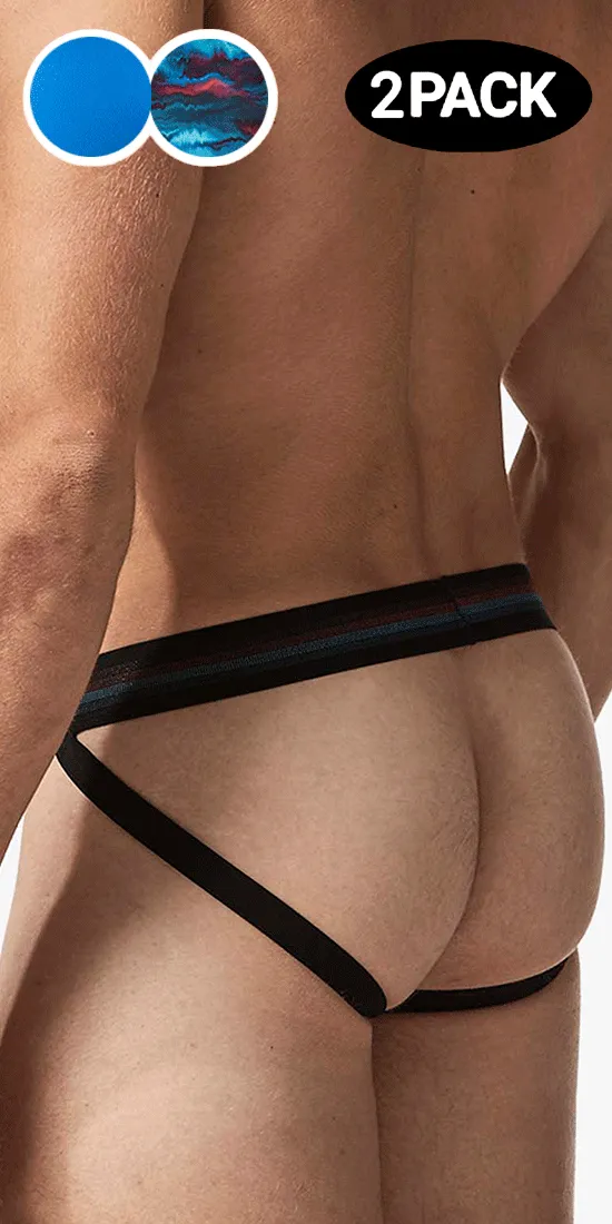 Papi Umpa108 2pk Microflex Performance Jockstrap Blue-printed