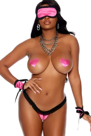 PASTIES, PANTY, EYE MASK WITH WRIST CUFFS SET