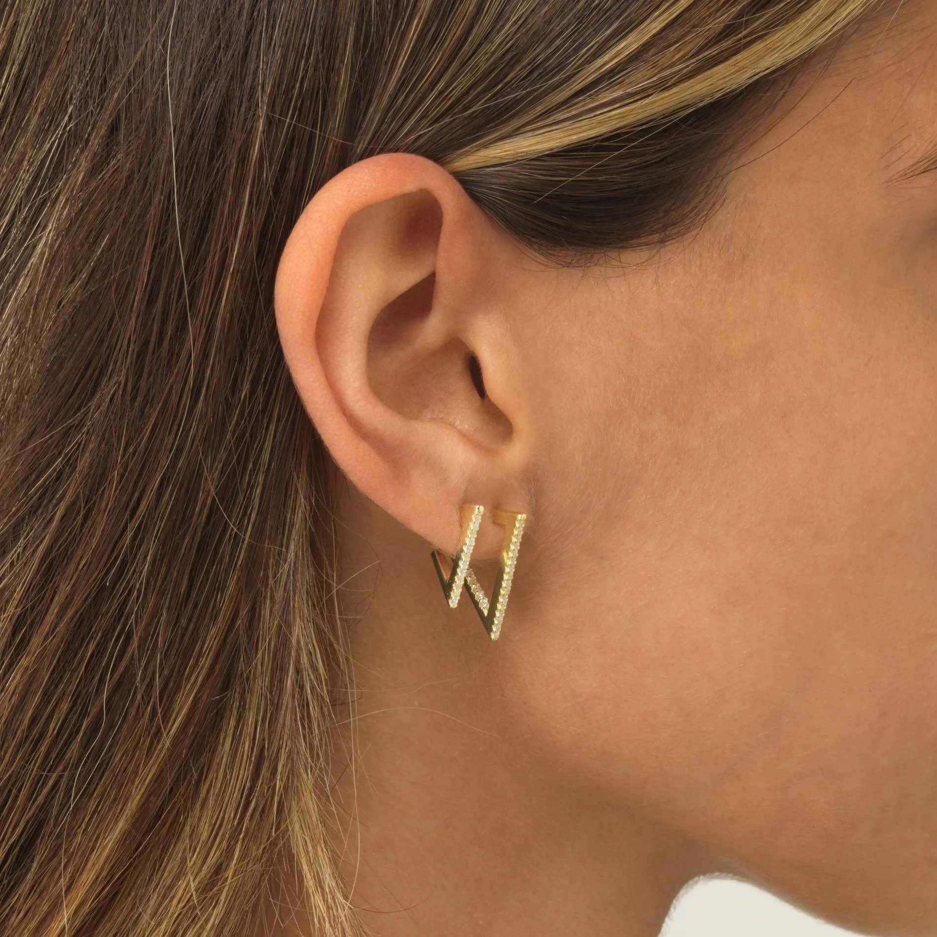 Pavé Triangle Hoop Earring
