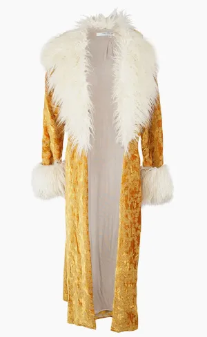 Penny Sunshine Embroidered Faux Fur Maxi Coat