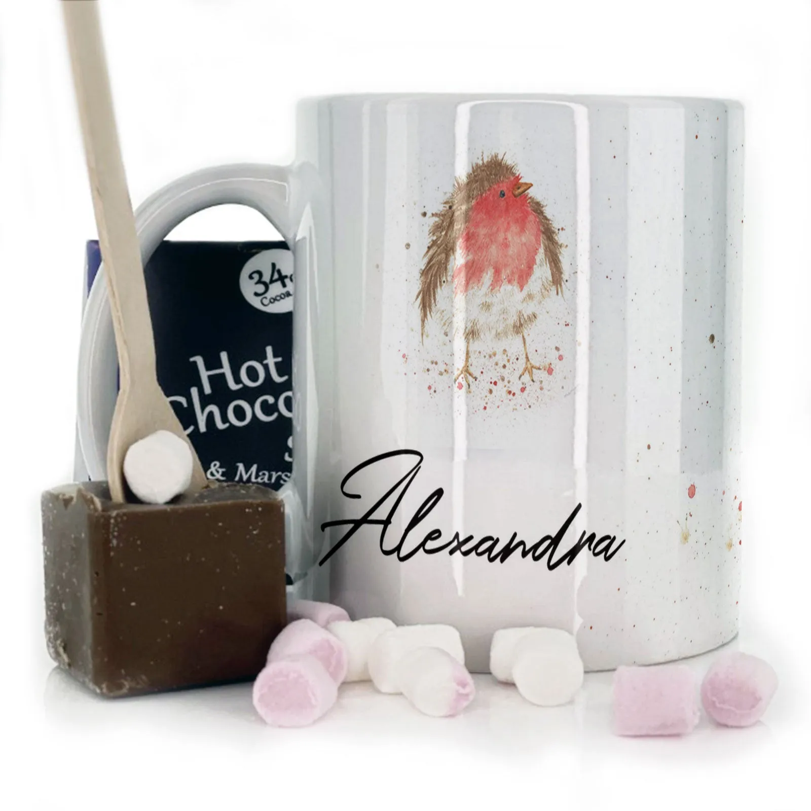 Personalised Mug with Stylish Text and Robin