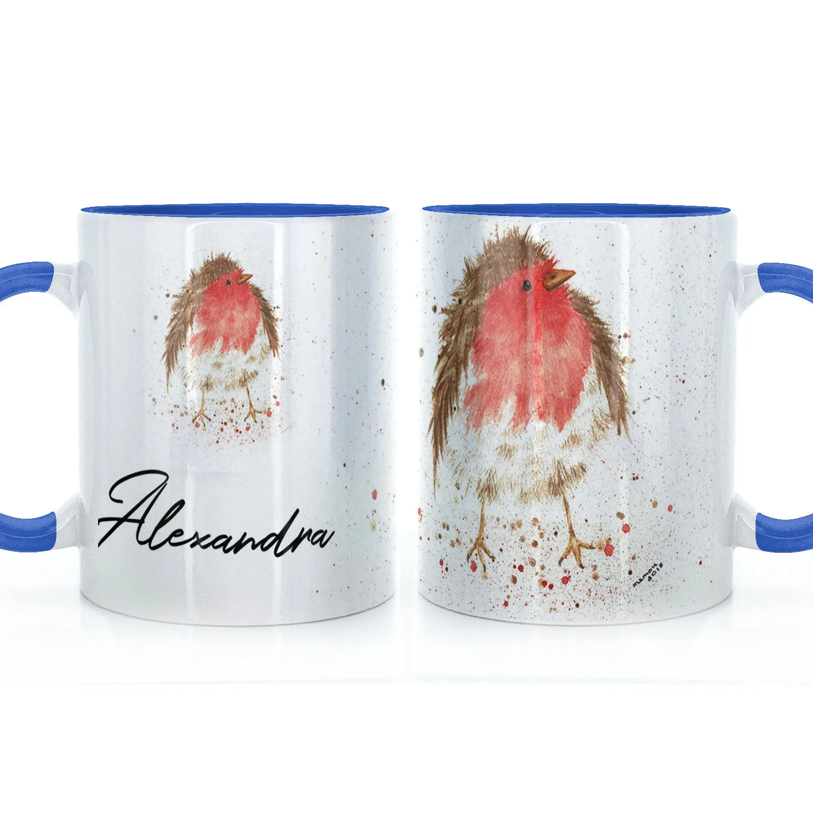 Personalised Mug with Stylish Text and Robin