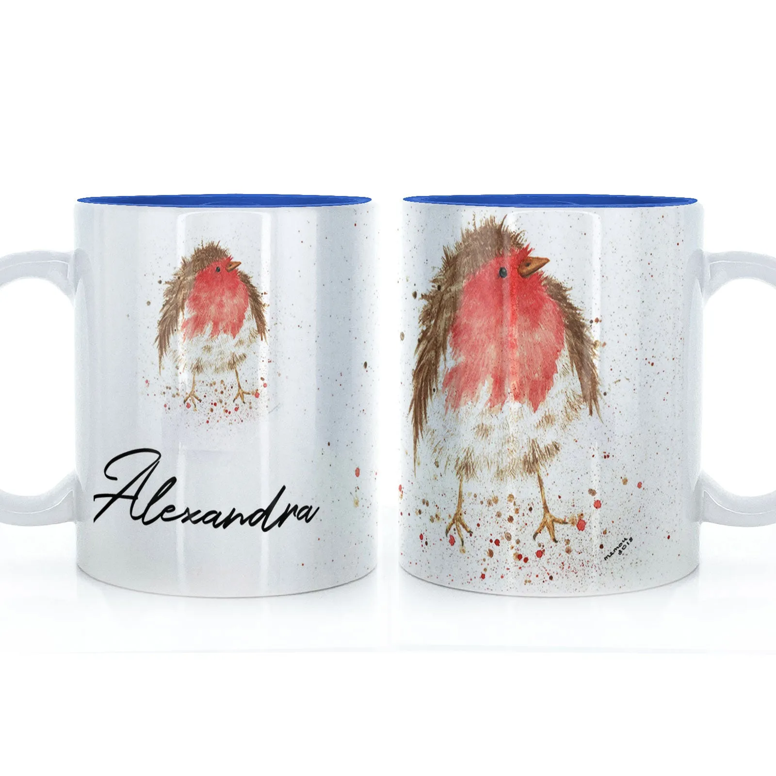 Personalised Mug with Stylish Text and Robin