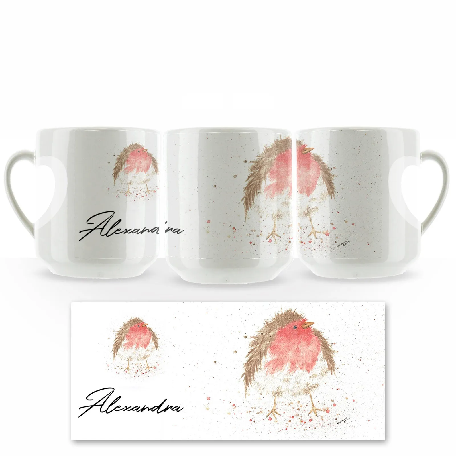 Personalised Mug with Stylish Text and Robin