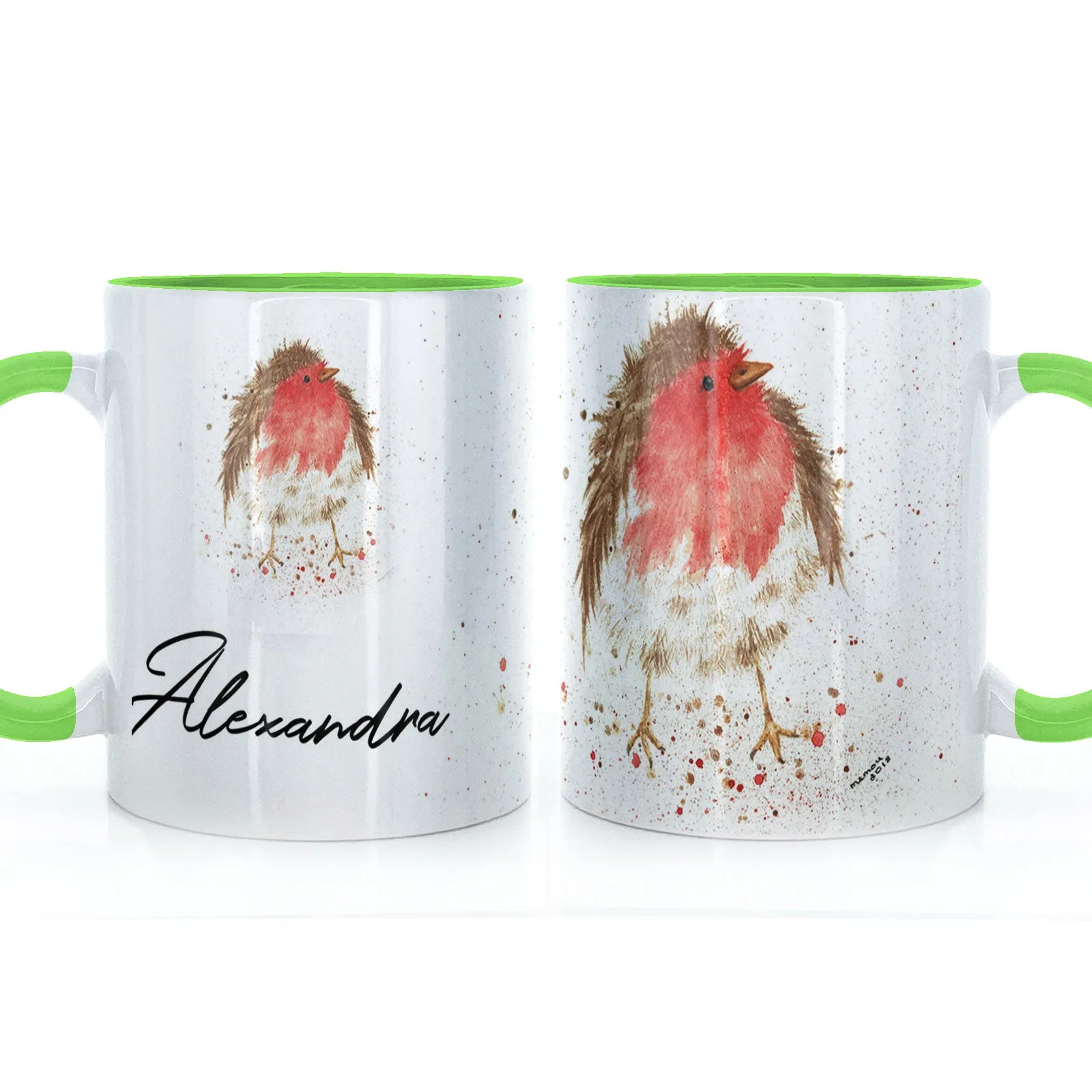 Personalised Mug with Stylish Text and Robin