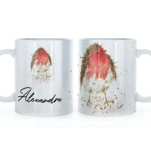Personalised Mug with Stylish Text and Robin