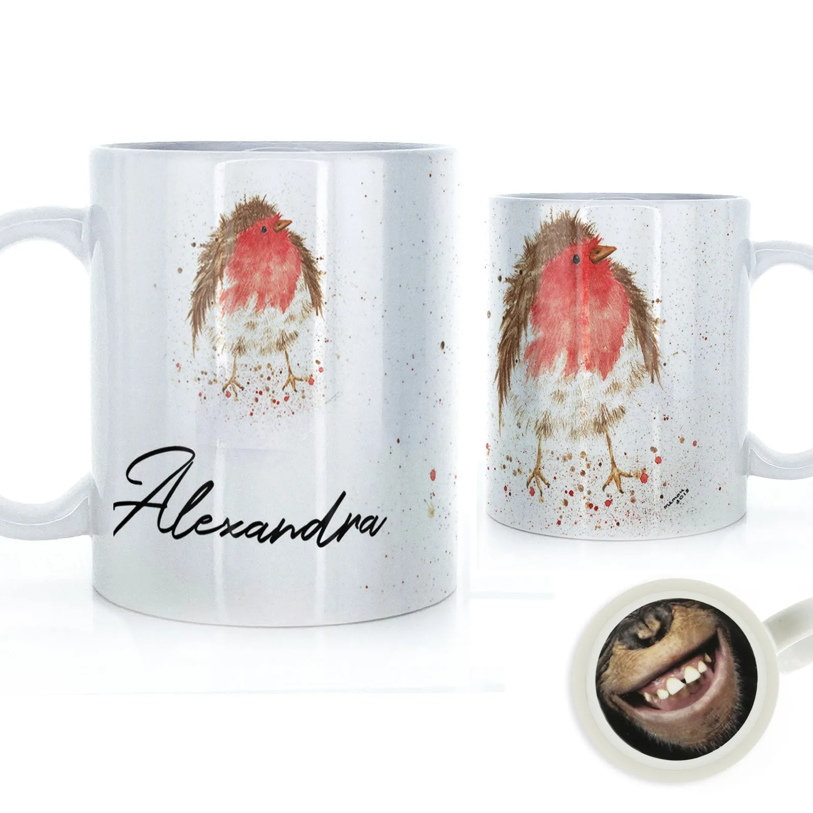 Personalised Mug with Stylish Text and Robin