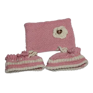 Pink & Cream Booties and Headband