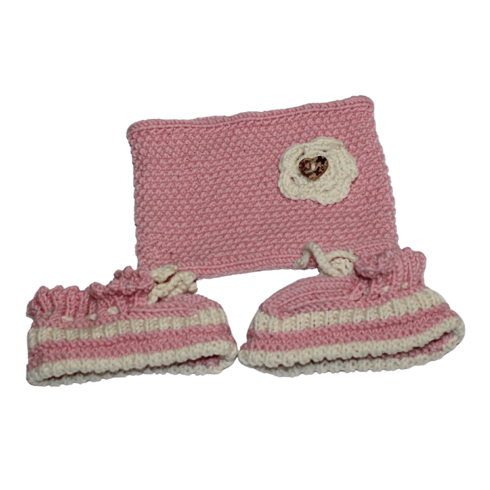 Pink & Cream Booties and Headband