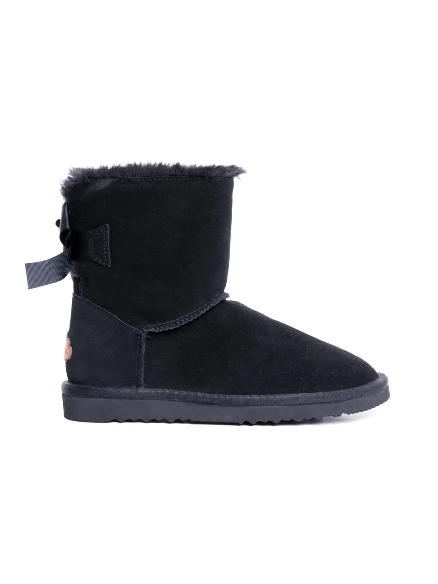 Pink Bow Detail Sheepskin Winter Boots