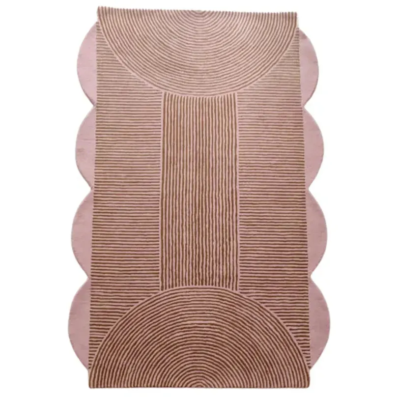 Pink Scallop Arch Geometric Hand Tufted Wool Rug