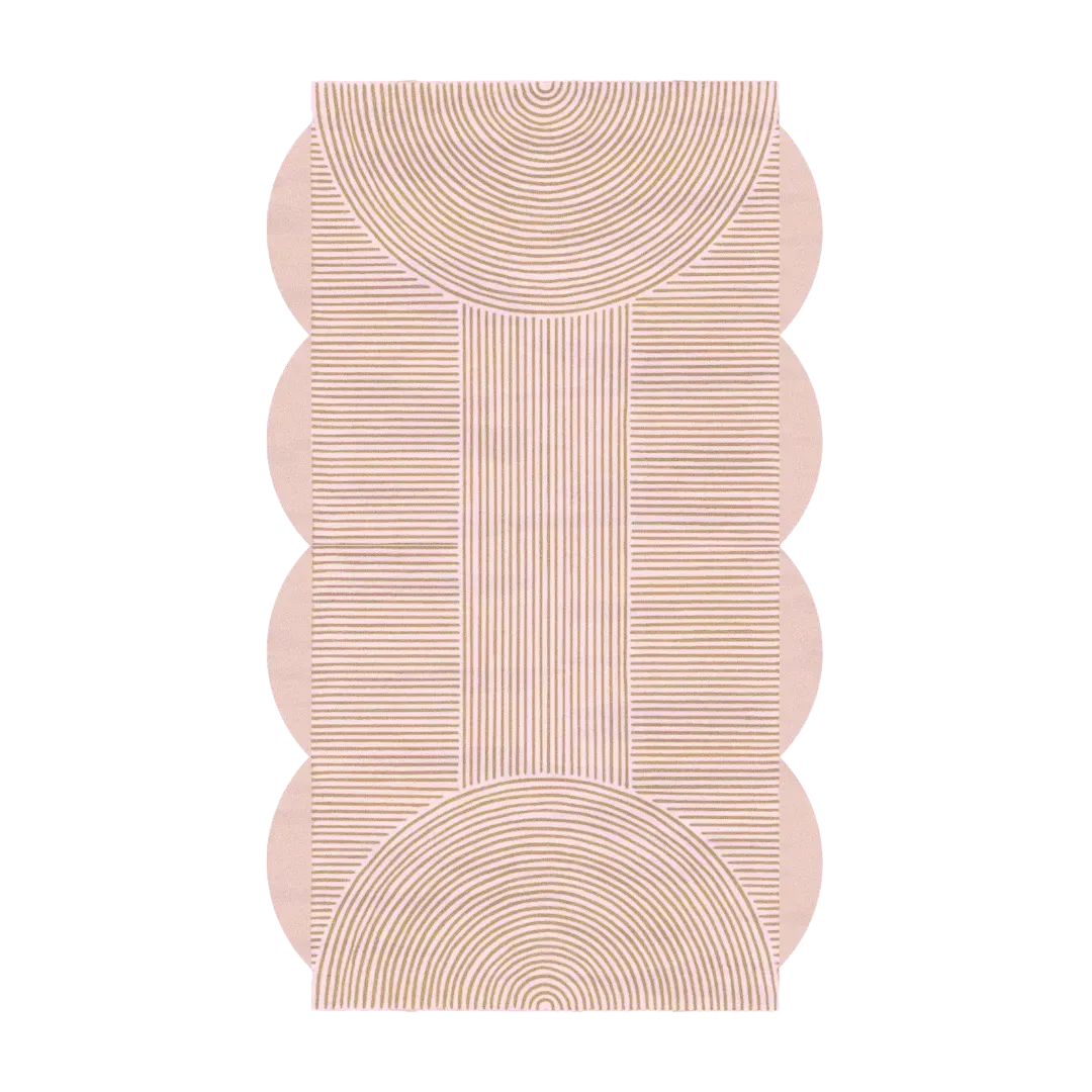 Pink Scallop Arch Geometric Hand Tufted Wool Rug