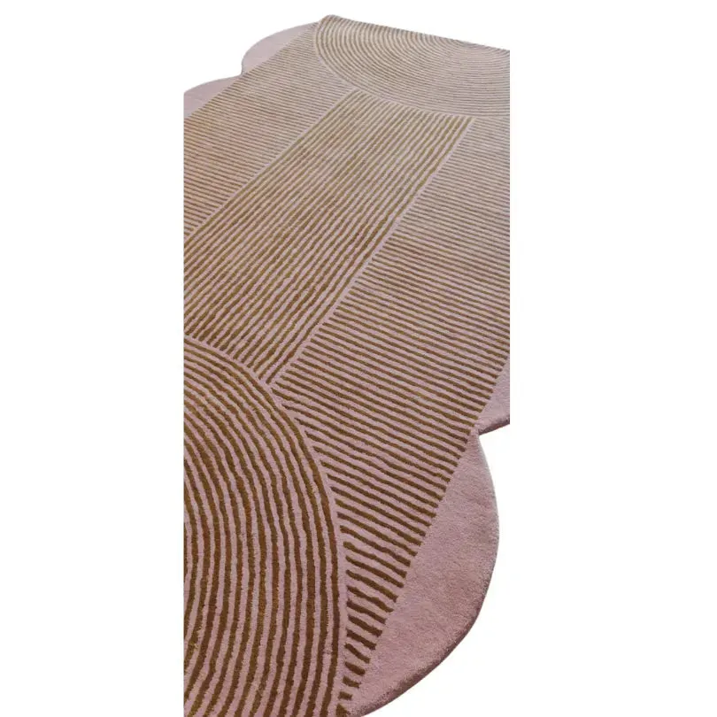 Pink Scallop Arch Geometric Hand Tufted Wool Rug