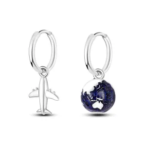 Plane & World Hoop Earrings